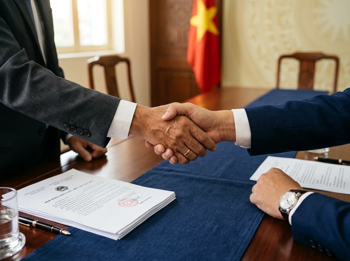 Mediation handshake across table