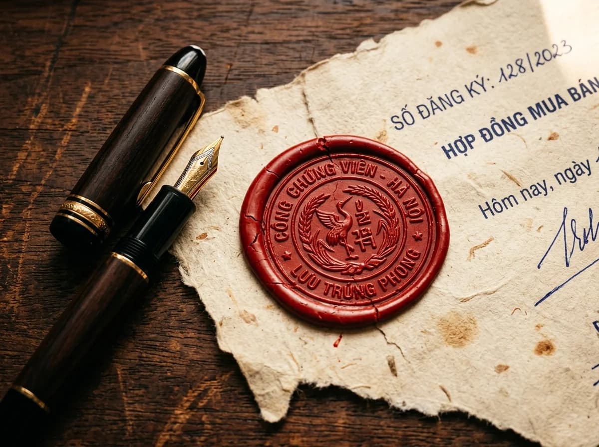 Notary wax seal on parchment