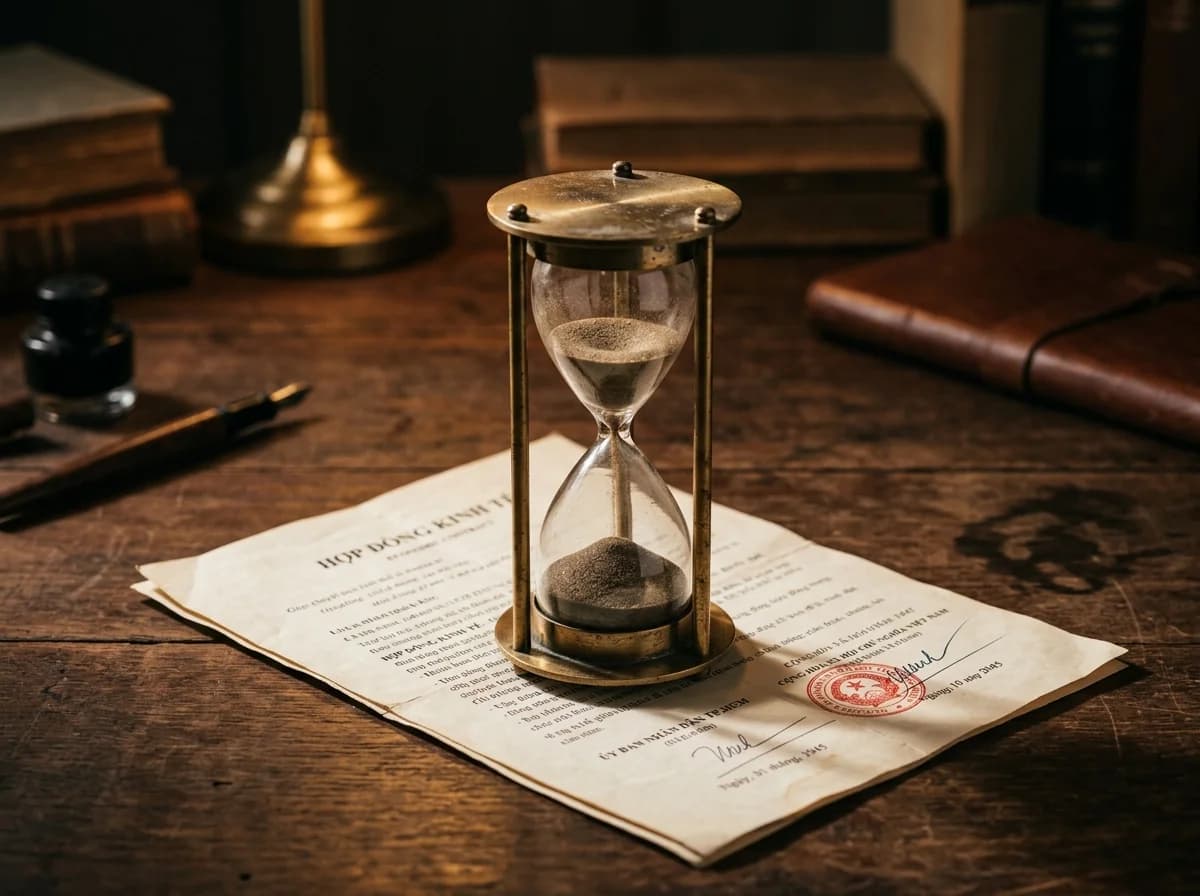 Hourglass on legal document
