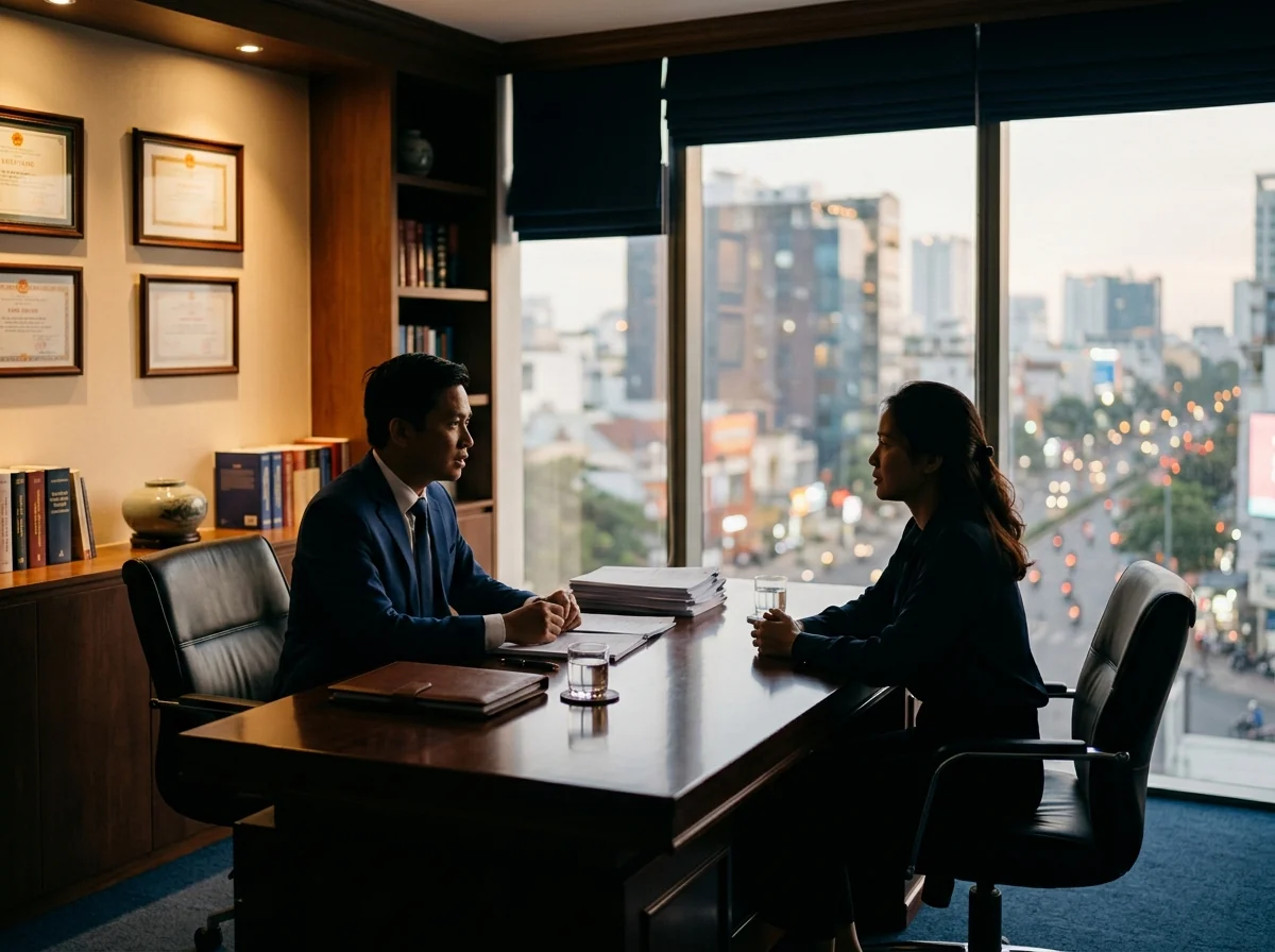 Lawyer-client meeting silhouette