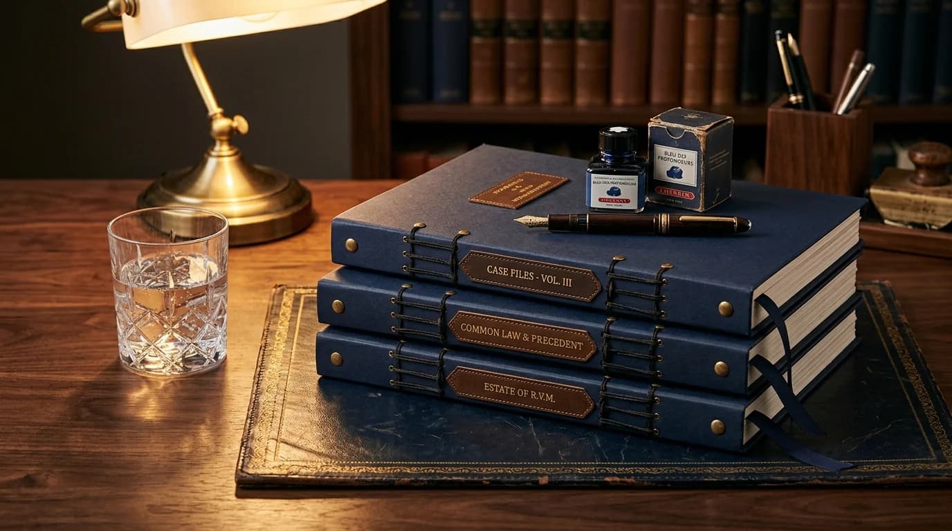 Bound legal files on a desk — litigation cluster